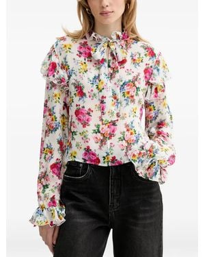 MSGM Floral-Print Ruffled Blouse - Red