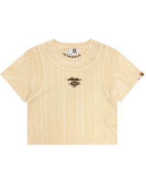 Aape By A Bathing Ape Logo-Embroidery T-Shirt - Natural