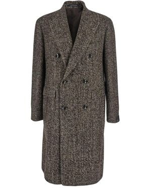 Tagliatore Herringbone Double-Breasted Coat - Grey