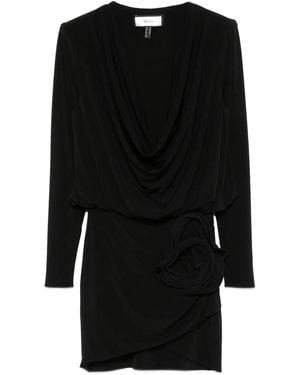 Nissa Floral-Appliqué Mini Dress - Black