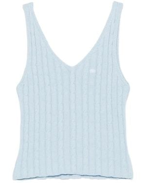 MVP WARDROBE V-Neck Cable-Knit Top - Blue