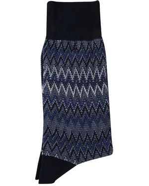 Missoni Chaussettes À Motif De Chevrons - Blue