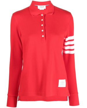 Thom Browne Polo A Maniche Lunghe - Rosso