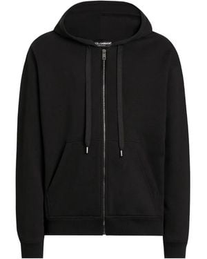 Dolce & Gabbana Apos;S Brushed Cotton Logo Patch Hooded Sweatshirt - Black
