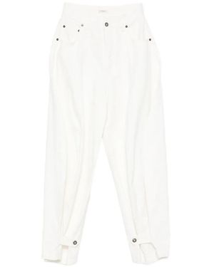 LAMRONS Buttoned-Cuff Pleated Jeans - White