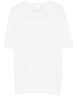 Allude Short-Sleeve Knitted T-Shirt - White