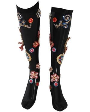 Dolce & Gabbana Chaussettes À Ornements En Cristal - Black