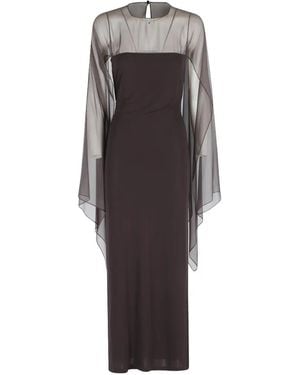 Alberta Ferretti Overlay Maxi Dress - Brown