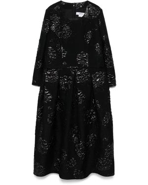 Comme des Garçons Floral-Brocade Midi Dress - Black