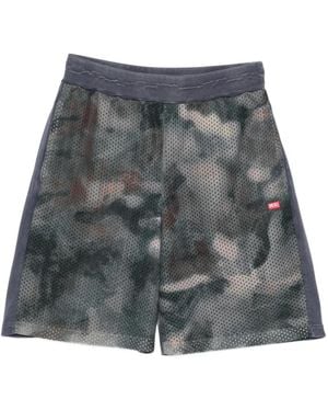 DIESEL Mesh Trainingsshorts Met Camouflageprint - Grijs