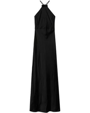 Twinset Maxi Halterneck Satin Dress - Black