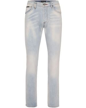 Philipp Plein Flying Money Straight-Leg Jeans - Grey