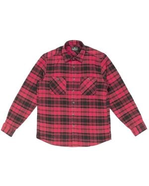 HTC Logo-Print Check Shirt - Red