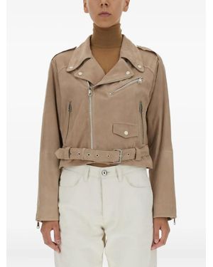 Arma Belted-Waist Asymmetrical-Zip Jacket - Natural