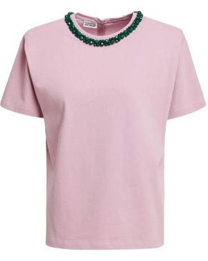 Essentiel Antwerp Kardinal Embellished-Collar Cotton T-Shirt - Pink
