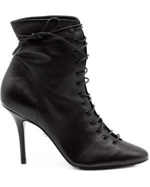 ALEVI Lace-Up Leather Ankle Boots - Black
