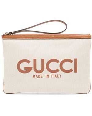 Gucci Clutch Met Logoprint - Naturel