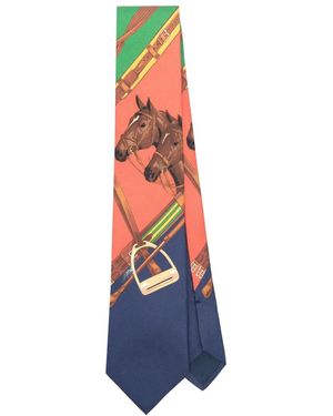 Polo Ralph Lauren Equestrian-Print Silk Tie - White