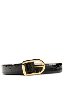 DEHANCHE Mija Croc-Effect Leather Belt - White