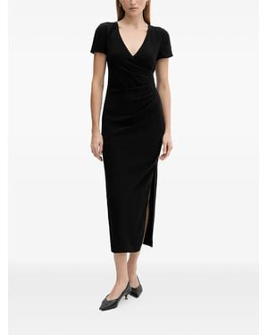 ARMANI EXCHANGE V-Neck Midi Dress - Black