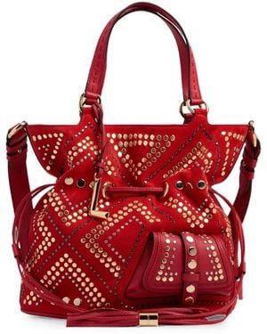 Lancel Medium Premier Flirt Stud-Embellished Bucket Bag - Red