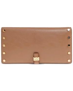 Ganni Studs-Embellishment Flap Wallet - Brown