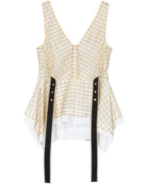 3.1 Phillip Lim Checked Peplum Top - White