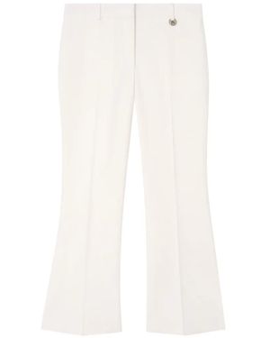 Burberry Cropped Wool Flared Pants - White