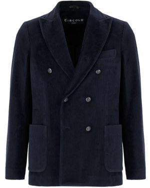 Circolo 1901 Double-Breasted Corduroy Jacket - Blue
