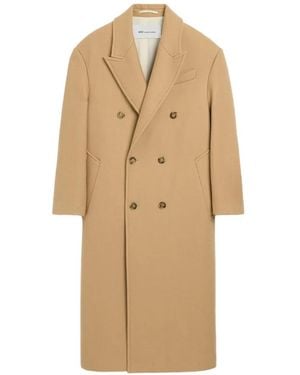 Ami Paris Long Double Breasted Wool Coat - Natural
