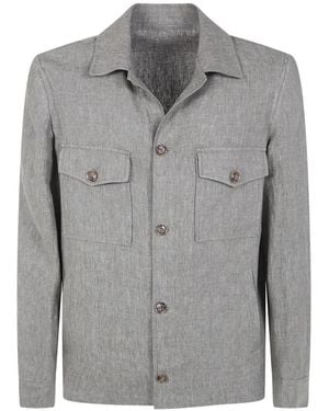Barba Napoli Linen Shirt Jacket - Grey