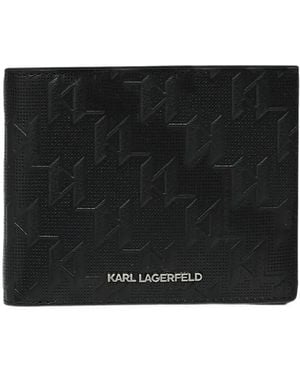 KARL LAGERFELD Monogram Perforated Wallet - Black