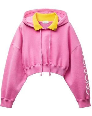 Versace Felpa Crop Con Cappuccio - Rosa