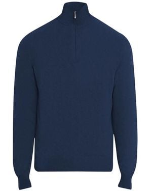 Massimo Alba Quarter-Zip Knitted Sweater - Blue
