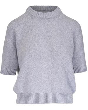 KHAITE Davin Top Met Korte Mouwen - Grijs