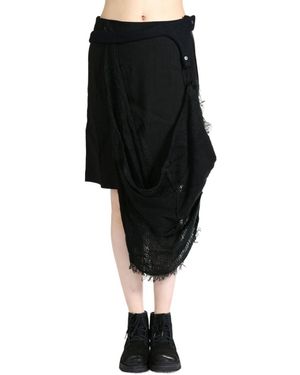 Hyein Seo Fringed Midi Skirt - Black