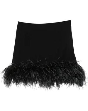 P.A.R.O.S.H. Feather-Trim Mini Skirt - Black