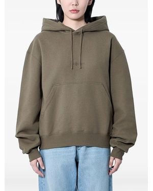 Saint Laurent Sudadera Con Capucha Y Logo Bordado - Verde