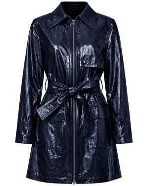 Yigal Azrouël Belted Crinkled-Finish Mini Dress - Blue