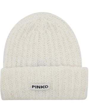 Pinko Logo-Patch Beanie Hat - White