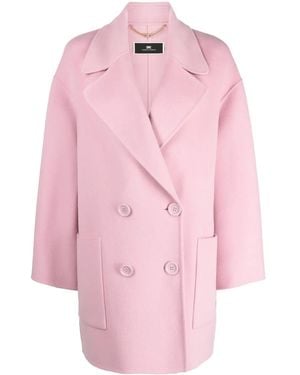Elisabetta Franchi Double-Breasted Wool Coat - Pink