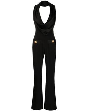 Balmain Tuta Intera Smanicata Con Spalle Scoperte - Nero