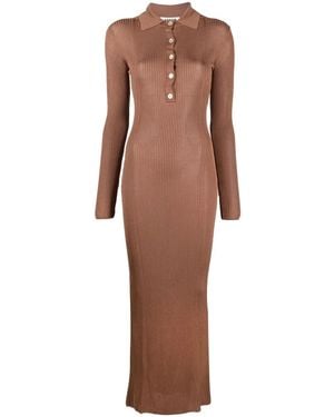 Aeron Glenn Ribbed-Knit Polo Dress - Brown