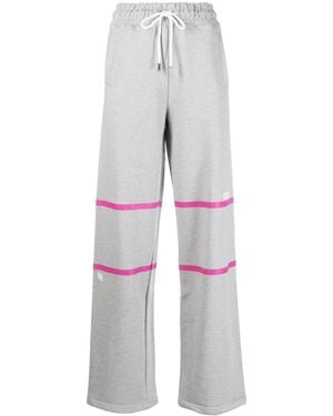 Gcds Logo-Print Drawstring-Waistband Track Trousers - Grey