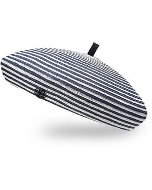 Maison Michel Marsha Striped Beret Hat - Gray