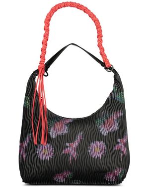 Desigual Floral-Print Plissé Tote Bag - Black