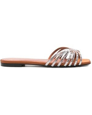 ALEVI Rhinestone-Embellished Flat Sandals - Pink