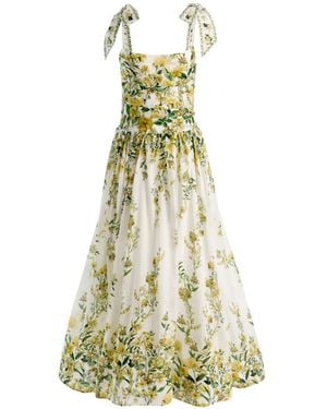 Alice + Olivia Haven Floral-Print Lace-Trim Maxi Dress - White