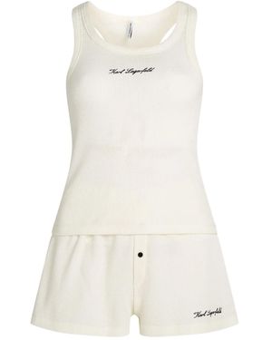 Karl Lagerfeld Hotel Karl Sheer Pyjama Set - White
