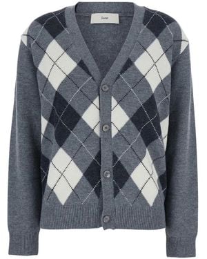 DUNST Argyle-Pattern Wool Cardigan - Blue